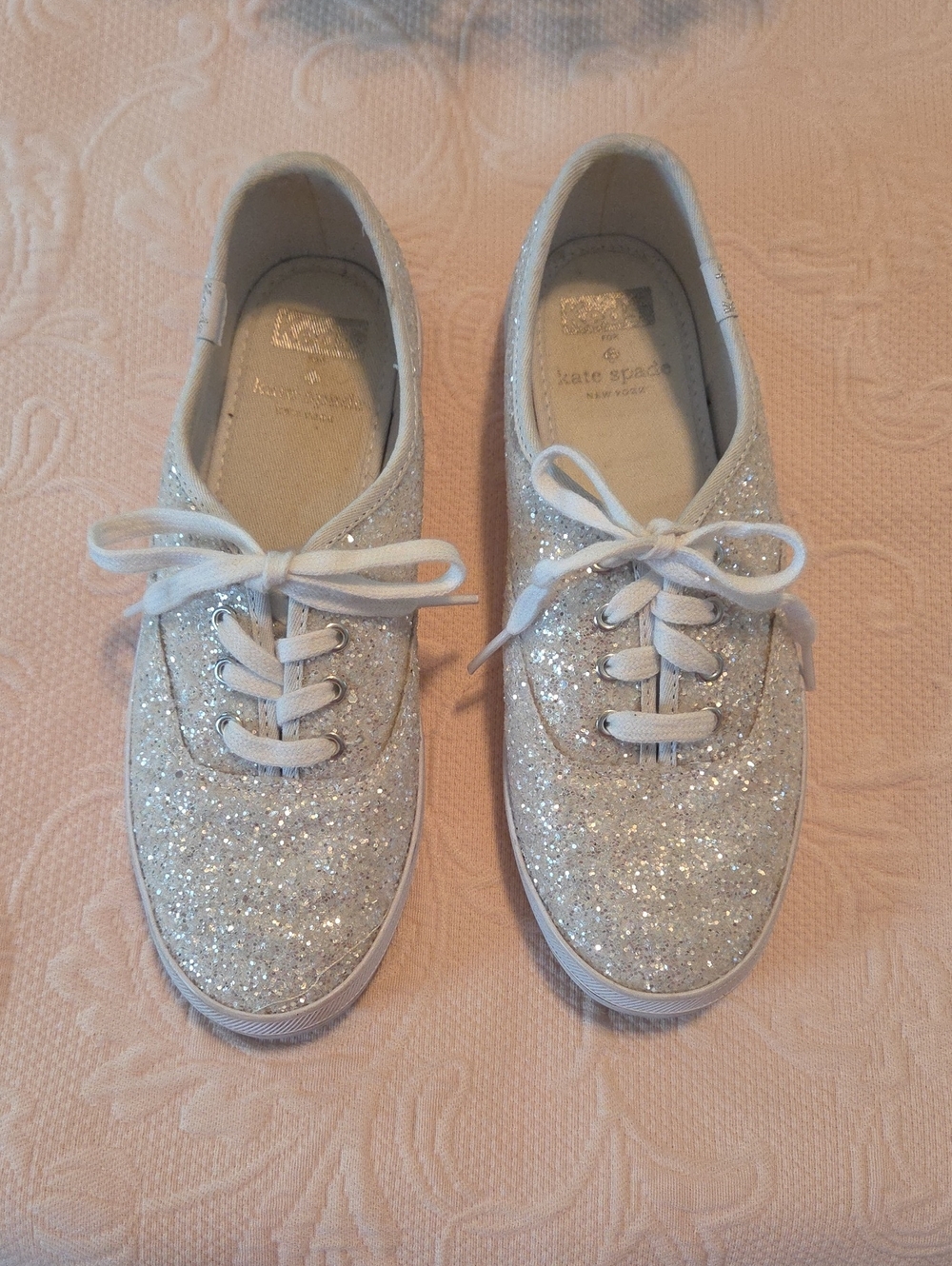 kate spade Silver Glitter Lace-Up Sneakers